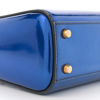Christian Dior Metallic Glazed Calfskin Mini Lady Dior Blue 9 of 13