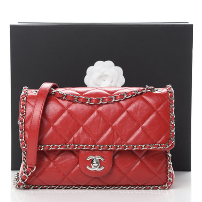 Chanel Crumpled Calfskin Medium Chain All Over Flap Red 13 of 13