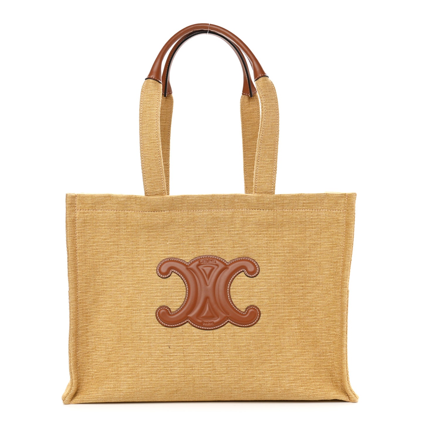 Textile Calfskin Triomphe Large Cabas Thais Natural Tan