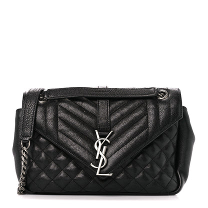 Saint Laurent Sheepskin Tri-Quilt Monogram Medium College Bag Black 1 of 11