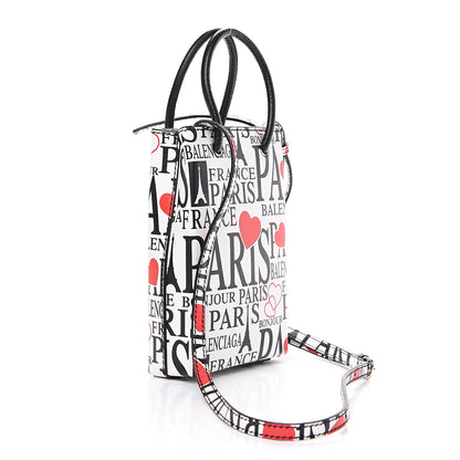 Balenciaga Calfskin Bonjour Paris Print Shopping Phone Holder Bag Paris Bonjour 2 of 7