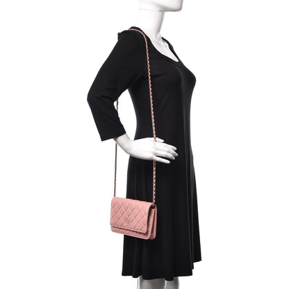 Chanel Iridescent Caviar Quilted Wallet on Chain WOC Rose Pink 2 of 11