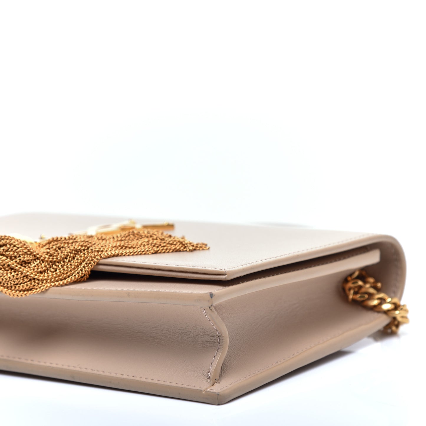 Smooth Calfskin Classic Monogram Kate Tassel Chain Wallet Nude Powder