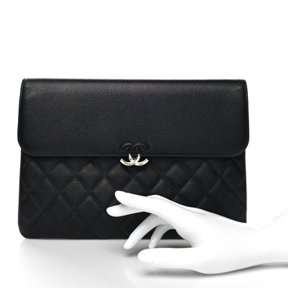 Chanel Grained Calfskin Quilted CC Box Pouch Black 2 of 12