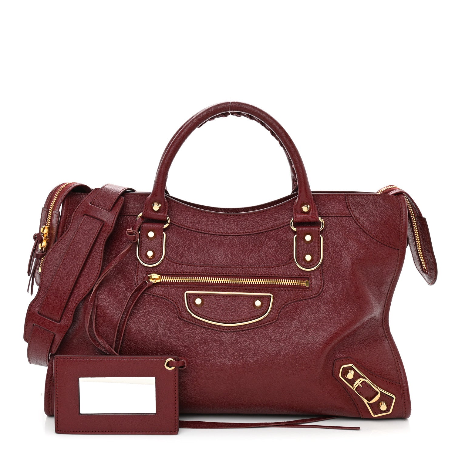 Balenciaga Shiny Goatskin Gold Metallic Edge Hardware City Rouge Brique Rouge Grenade 1 of 11