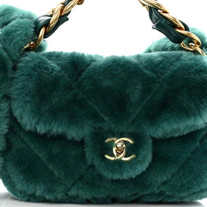 Chanel Shearling Lambskin Quilted Flap Green 8 of 10