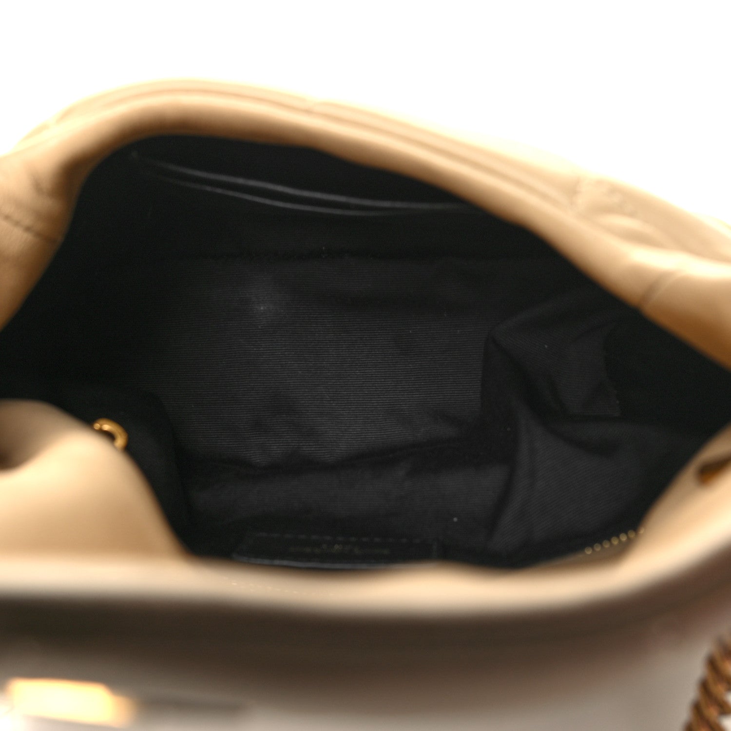 Saint Laurent Lambskin Quilted Toy Loulou Puffer Monogram Chain Satchel Dark Beige 5 of 11