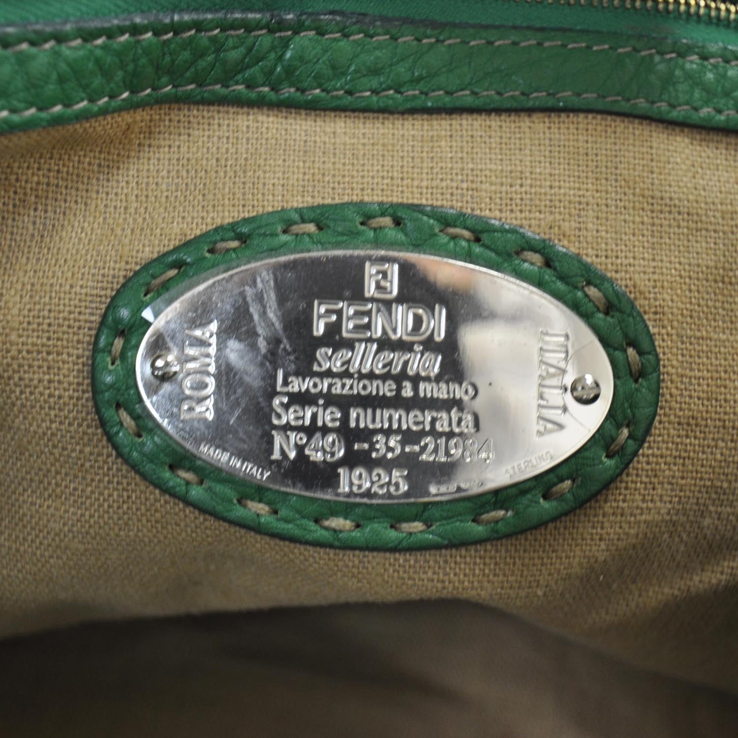 Fendi Calfskin Romano Selleria Shopping Tote Emerald Green 7 of 11