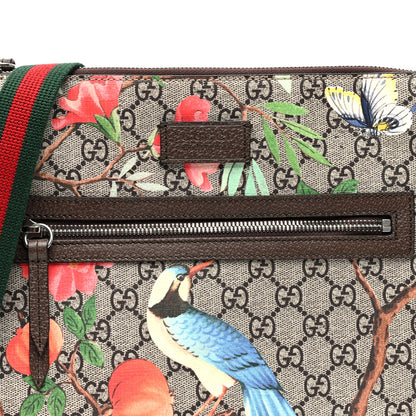 Gucci GG Supreme Monogram Tian Web Medium Flat Messenger Beige Multicolor New Acero 8 of 10