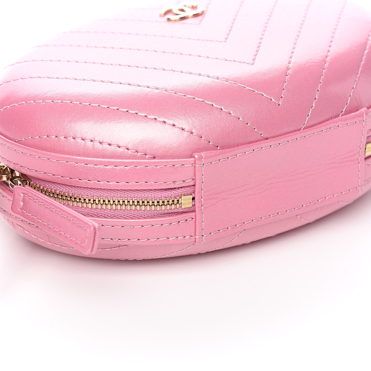 Chanel Calfskin Chevron Stitched Evening Bag Pink 8 of 10
