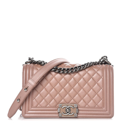 Chanel Metallic Calfskin Medium Boy Flap Pink 1 of 14