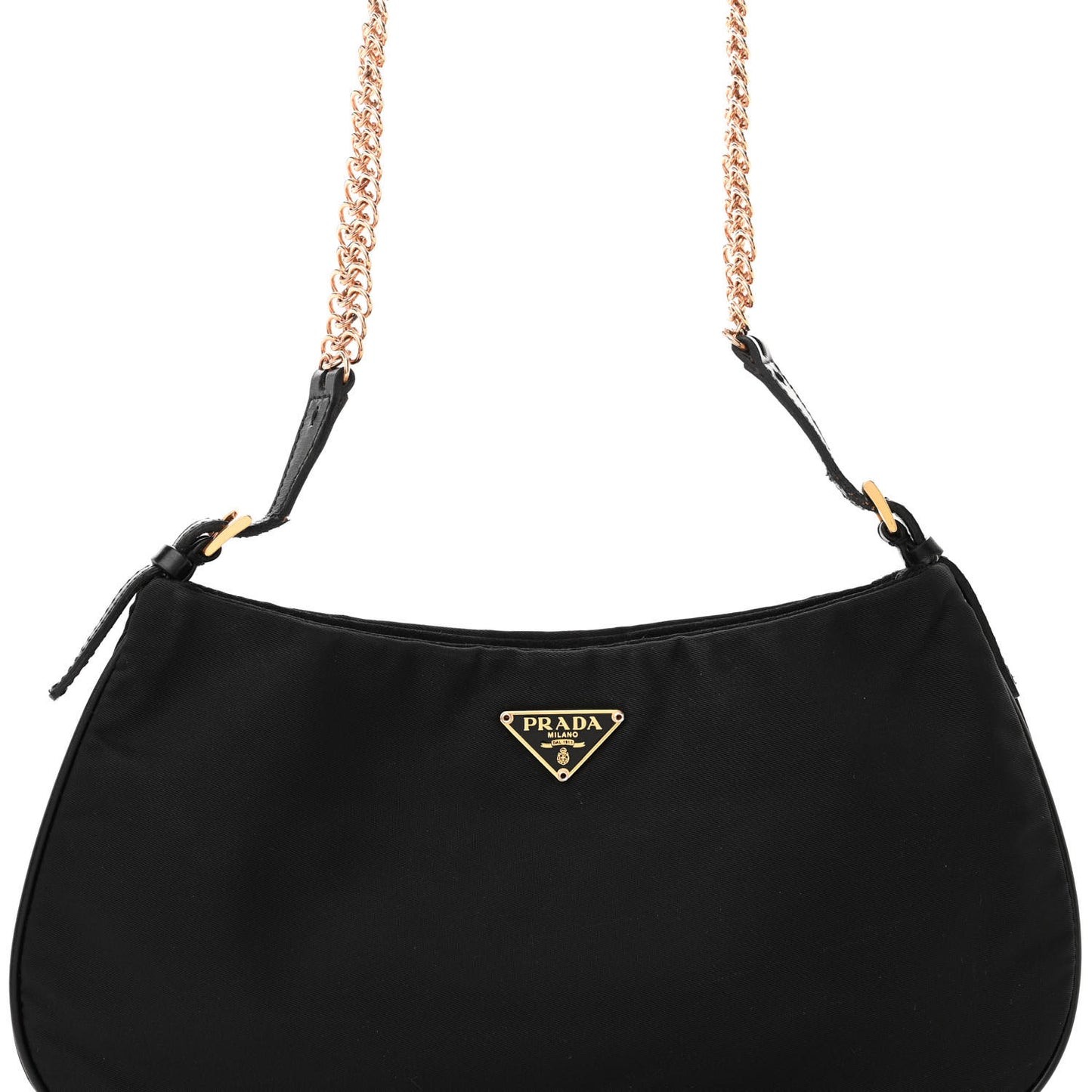 Tessuto Light Nylon Chain Shoulder Bag Black