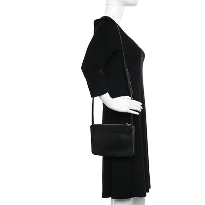 Celine Snakeskin Small Trio Crossbody Bag Black 2 of 15