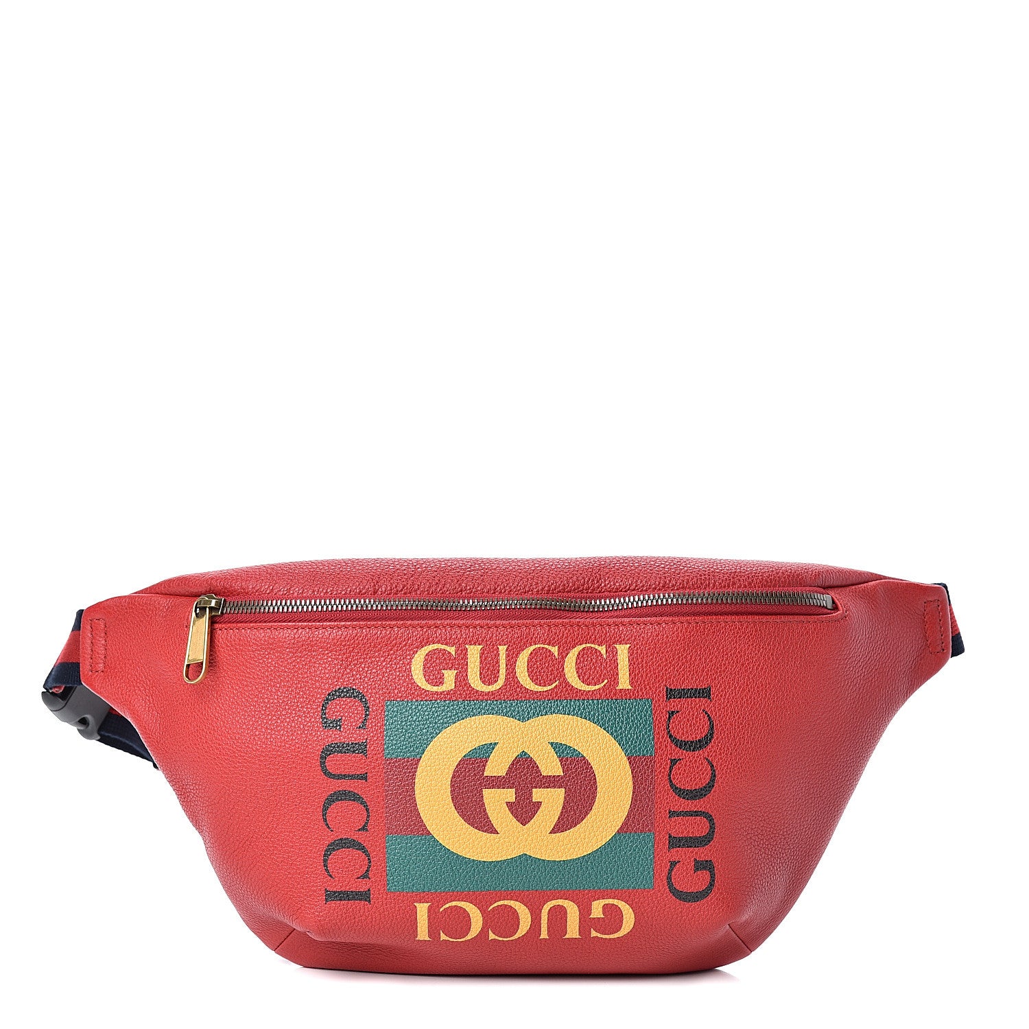 Gucci Grained Calfskin Logo Belt Bag Hibiscus Red 1 of 9