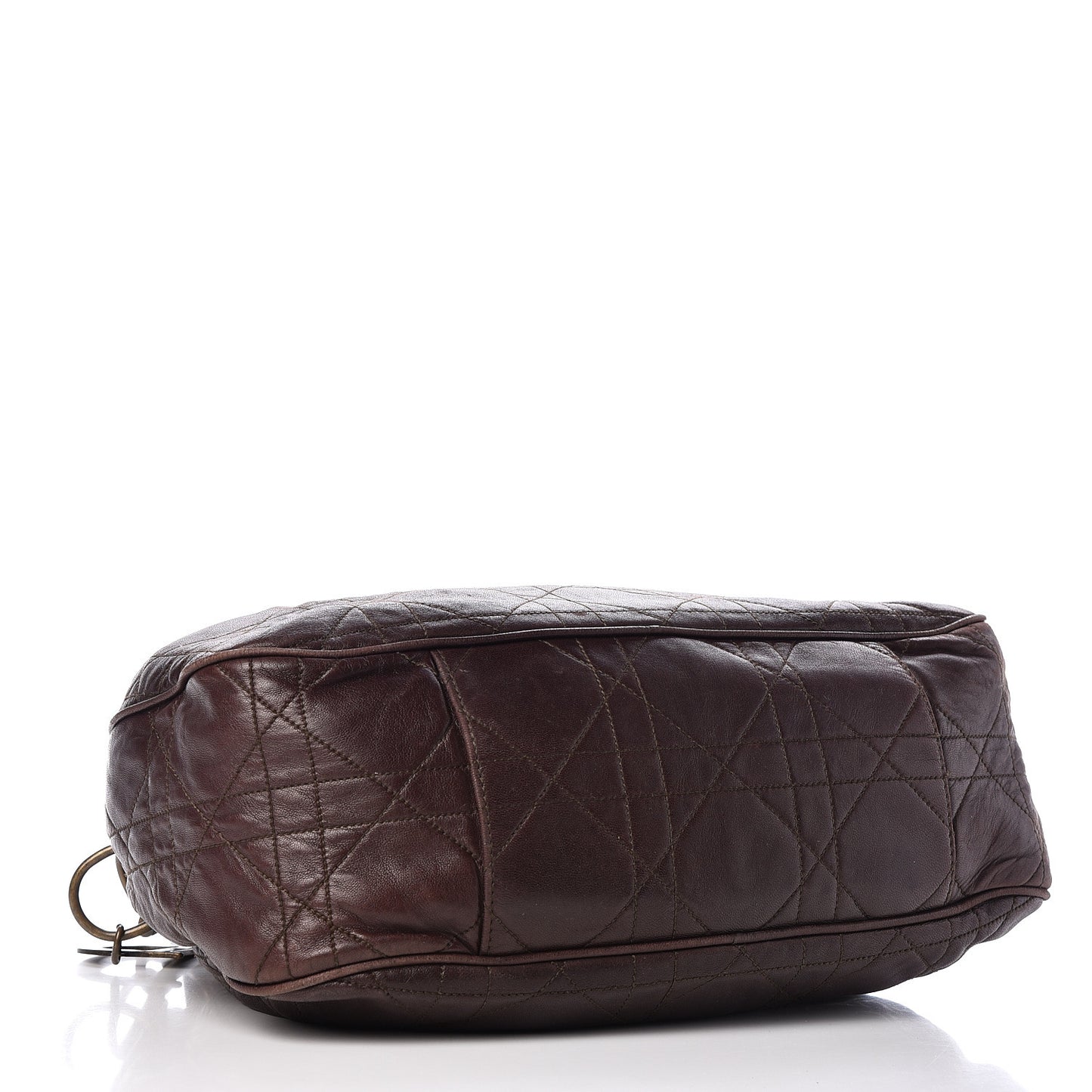 Lambskin Cannage Drawstring Bag Dark Brown
