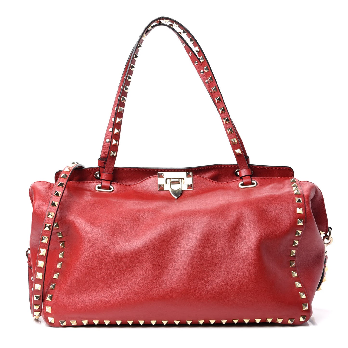 Vitello Medium Rockstud Tote Rosso Valentino