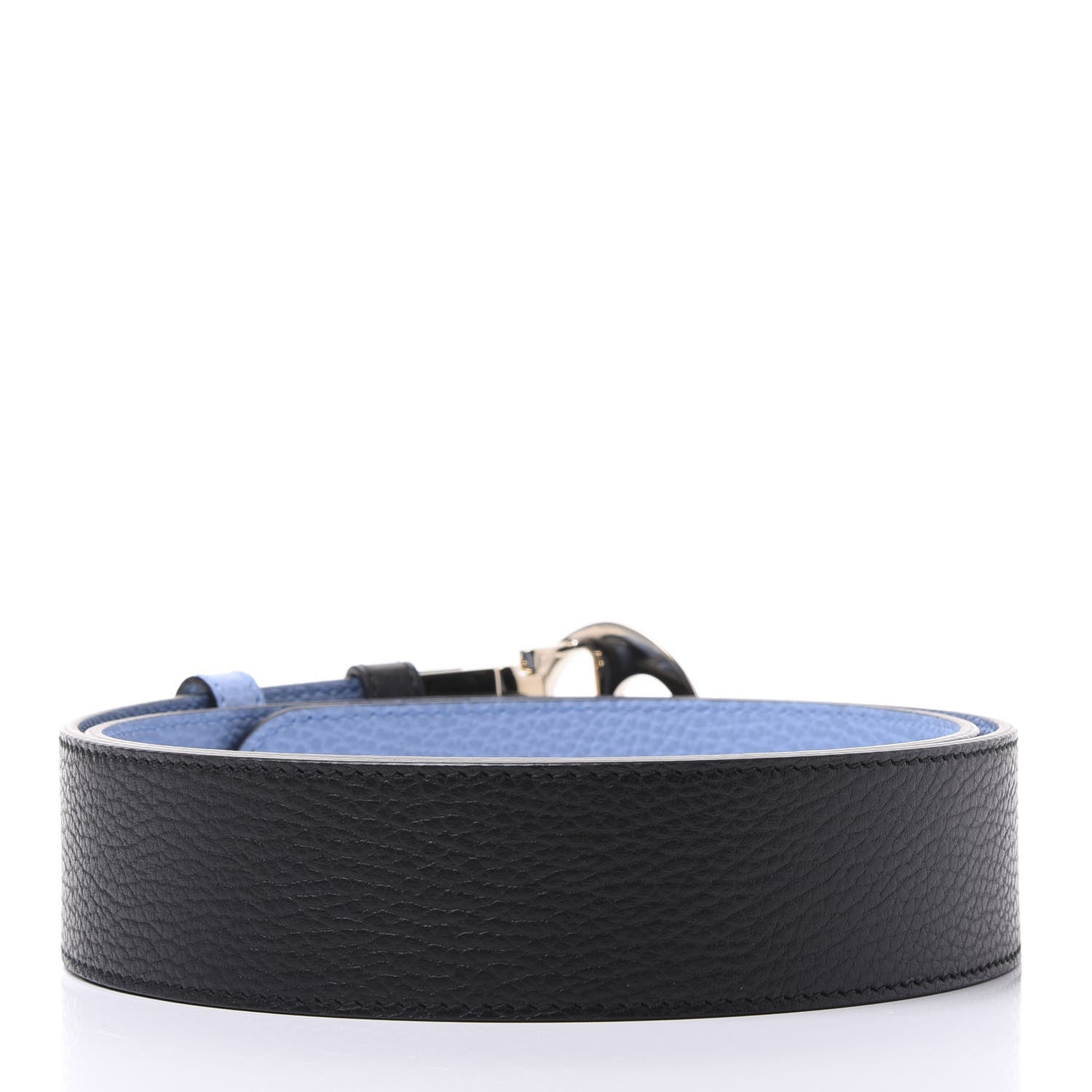 Gucci Dollar Calfskin 1973 Reversible Belt 95 38 Black Mineral Blue 2 of 7