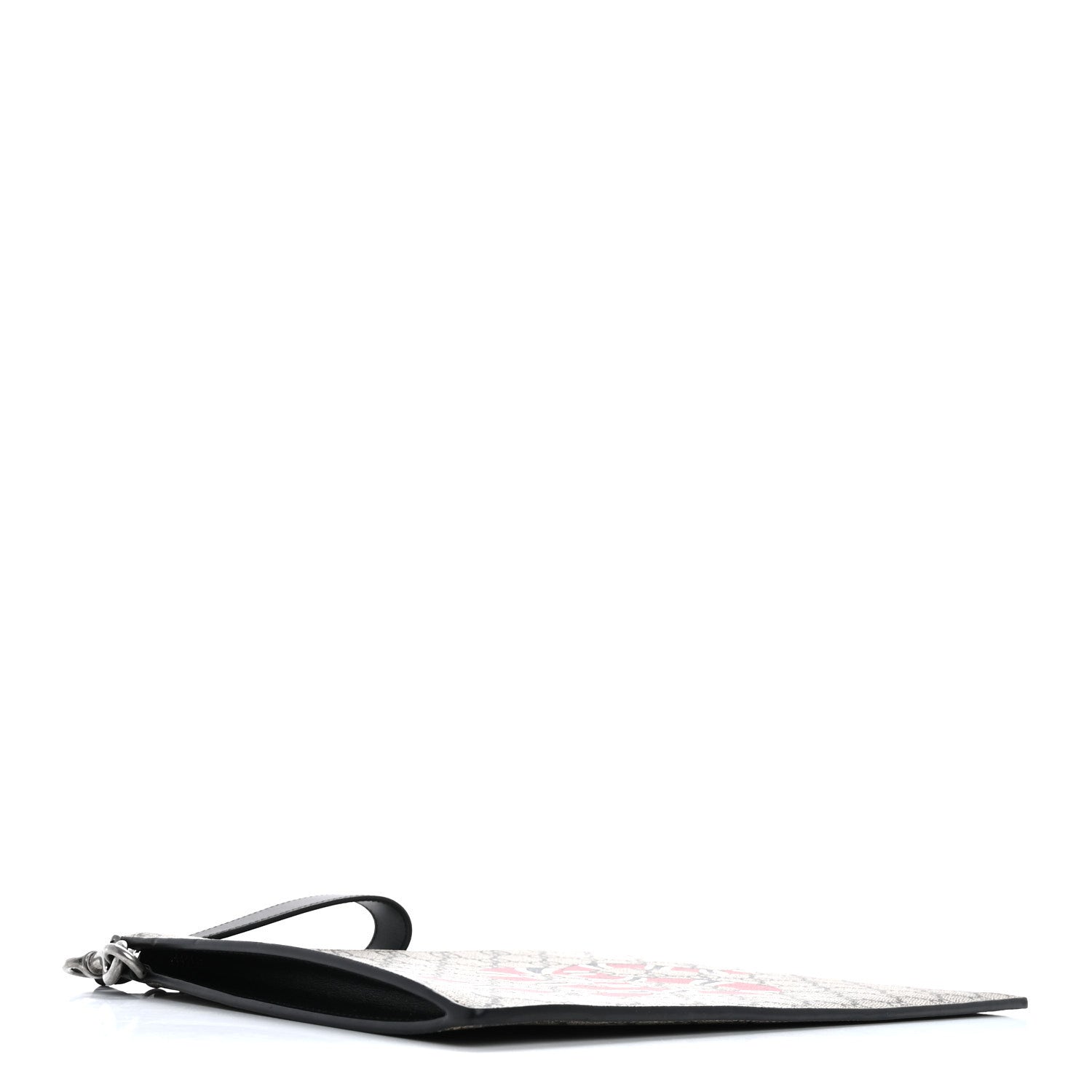 Gucci GG Supreme Monogram Kingsnake Zip Wristlet Pouch Beige Black 4 of 11