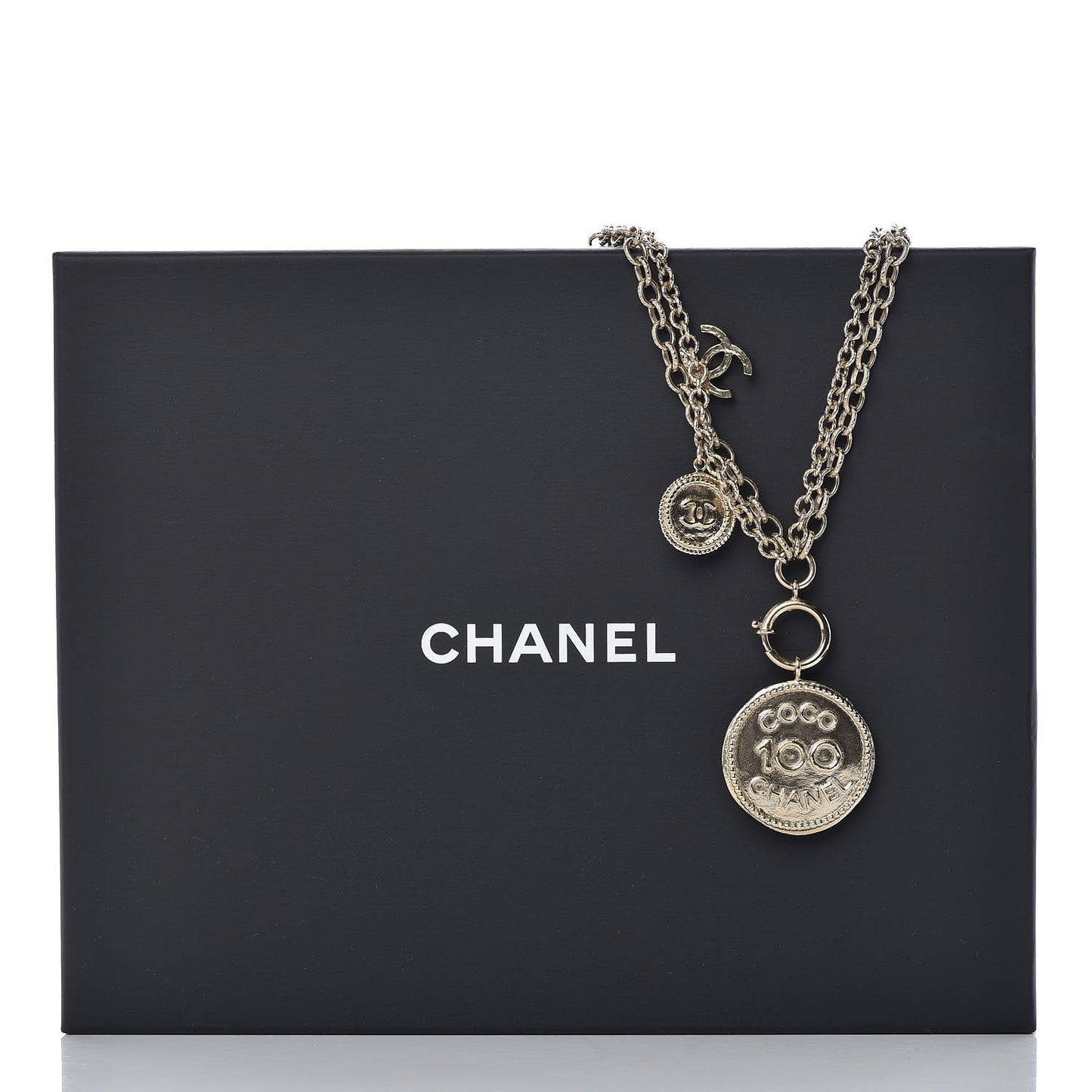 CC Medallion 100 Anniversary Chain Necklace Gold
