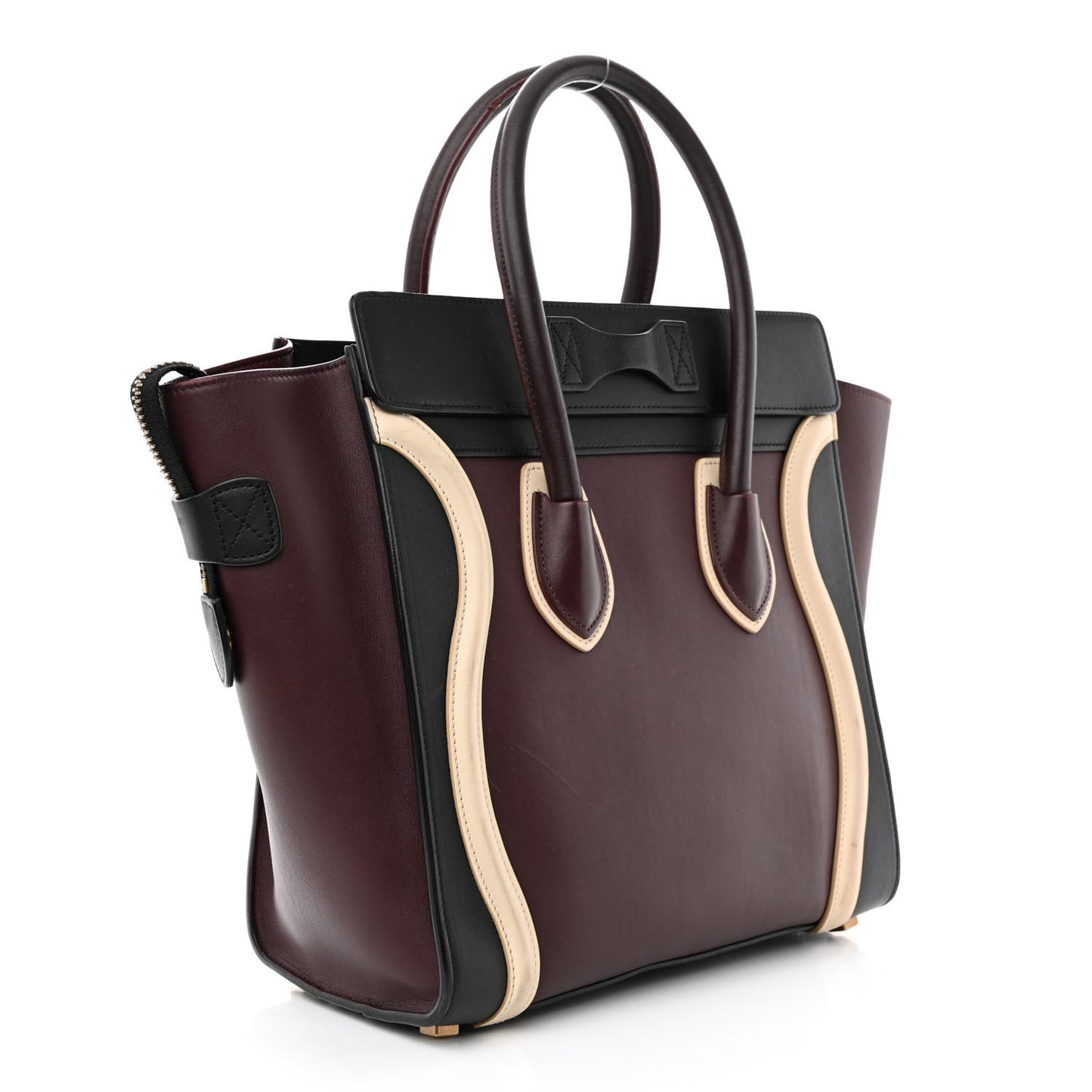 Smooth Calfskin Micro Tri-Color Luggage Burgundy