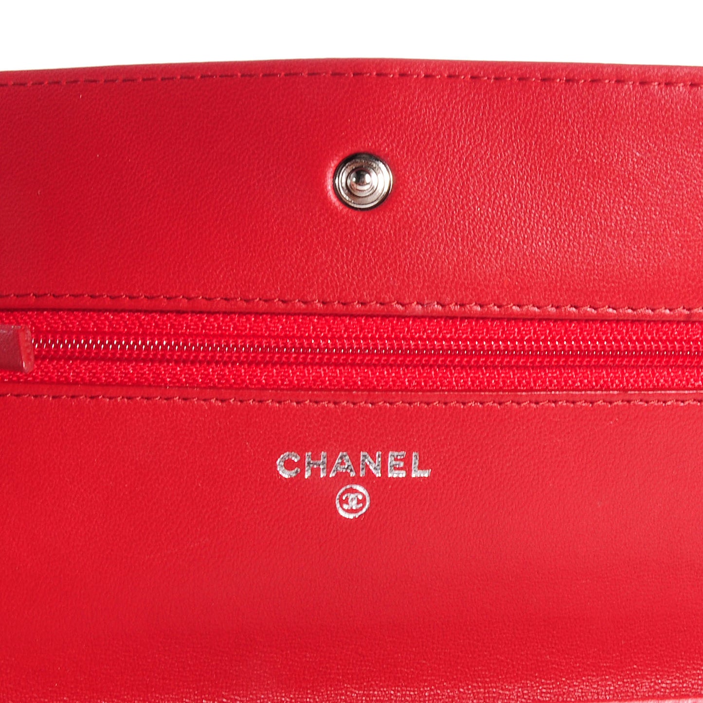 Lambskin Quilted Wallet On Chain WOC Red
