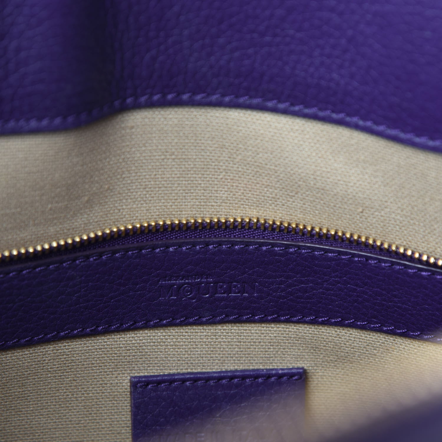 Alexander McQueen Pebbled Calfskin Zip Up Heroine Tote Purple 16 of 19