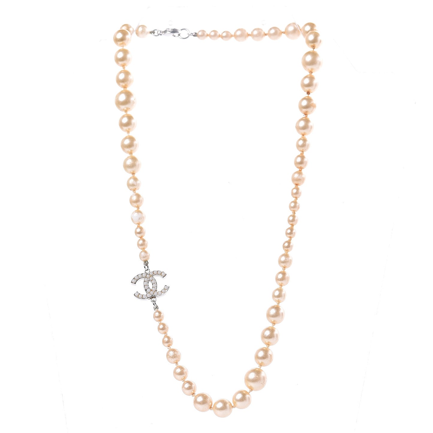 Pearl CC Short Necklace Silver