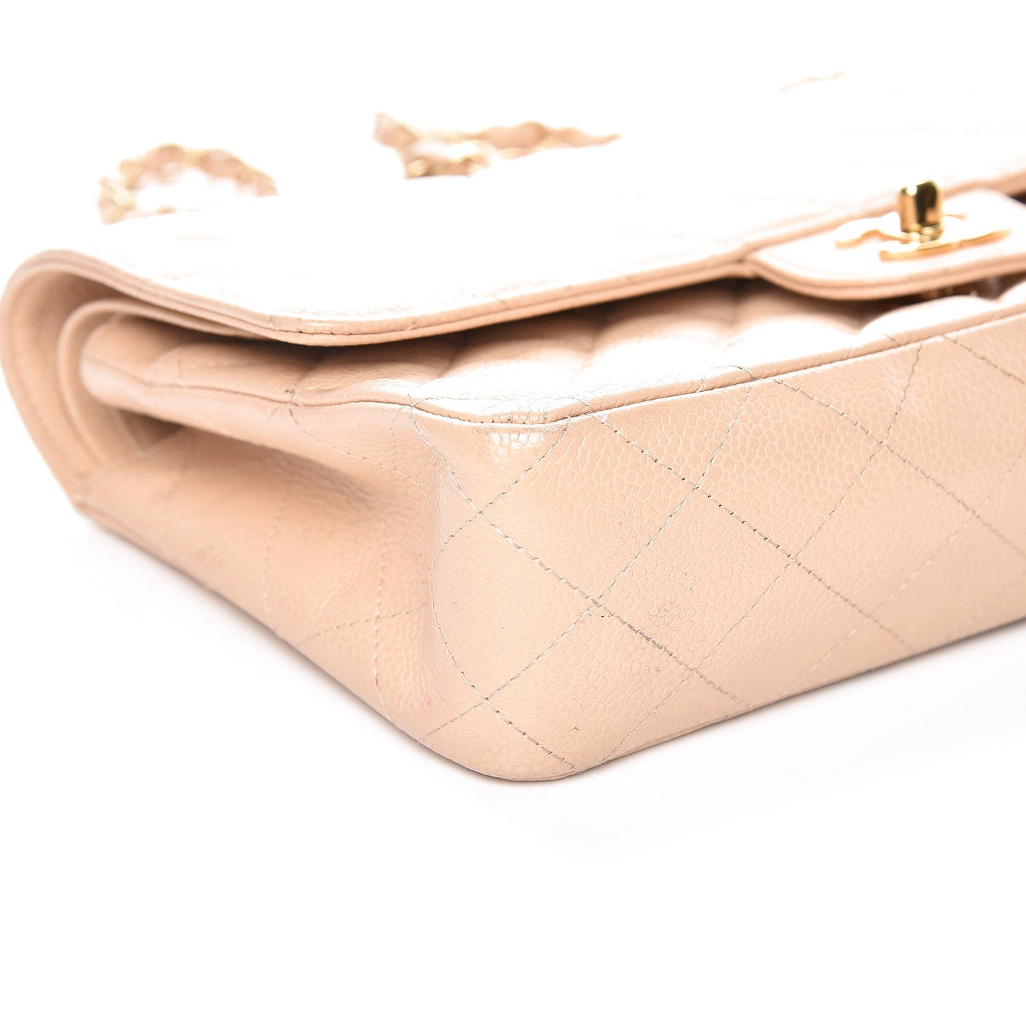 Caviar Quilted Medium Double Flap Beige Clair