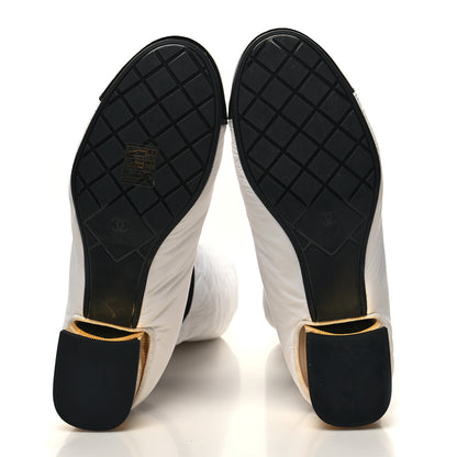 Chanel Mixed Fibers Lambskin Patent Calfskin Convertible High Boots 38 White 5 of 8