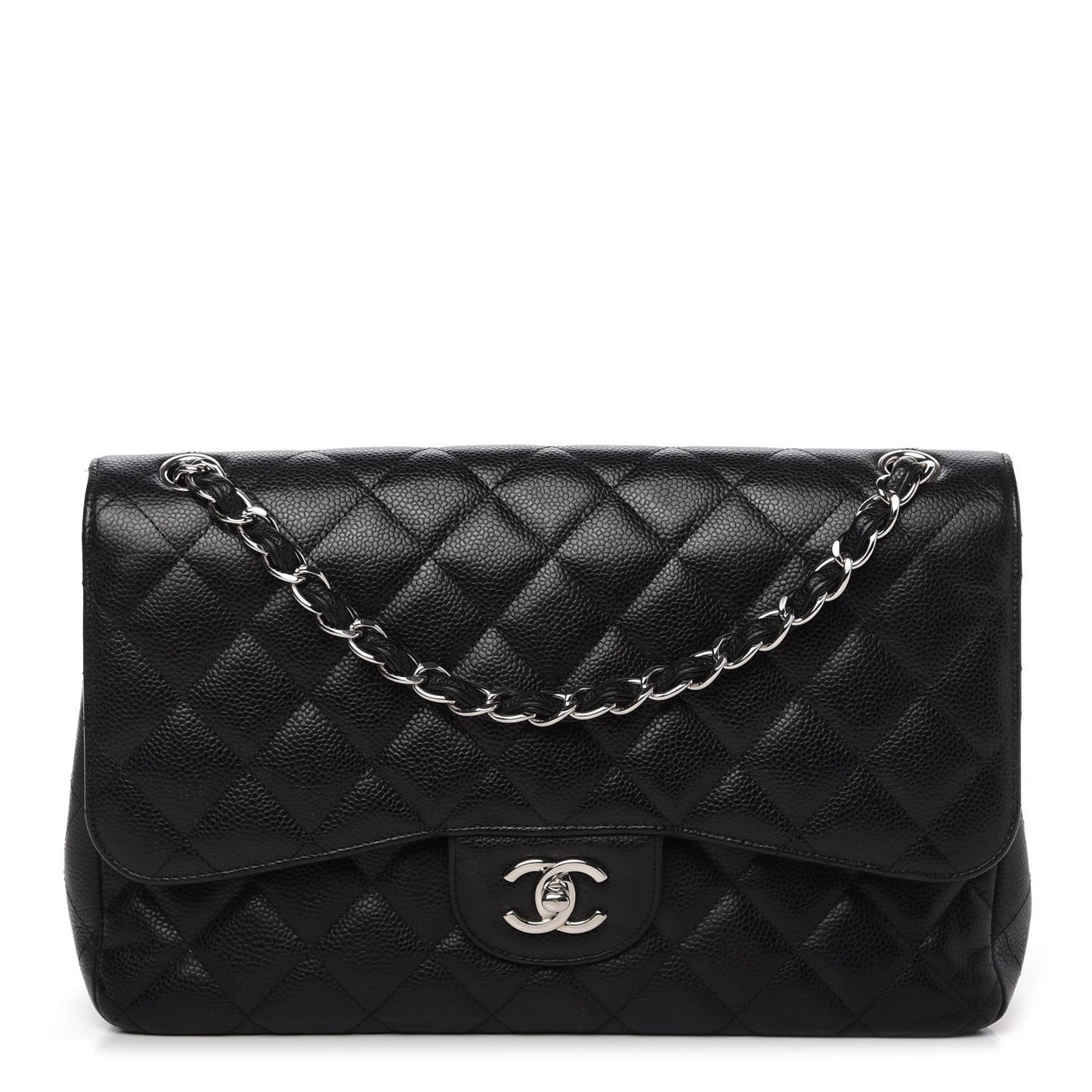 Caviar Quilted Jumbo Double Flap Black
