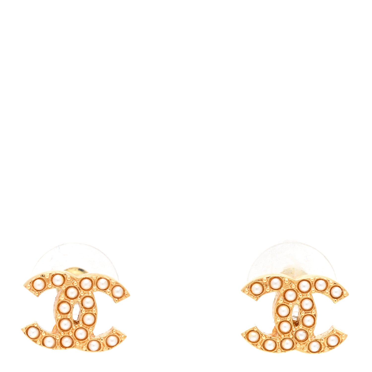 Chanel Pearl Studded CC Earrings Gold 1 of 5