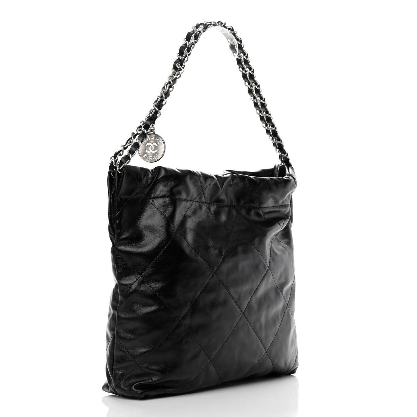 Shiny Calfskin Quilted Small Chanel 22 Black