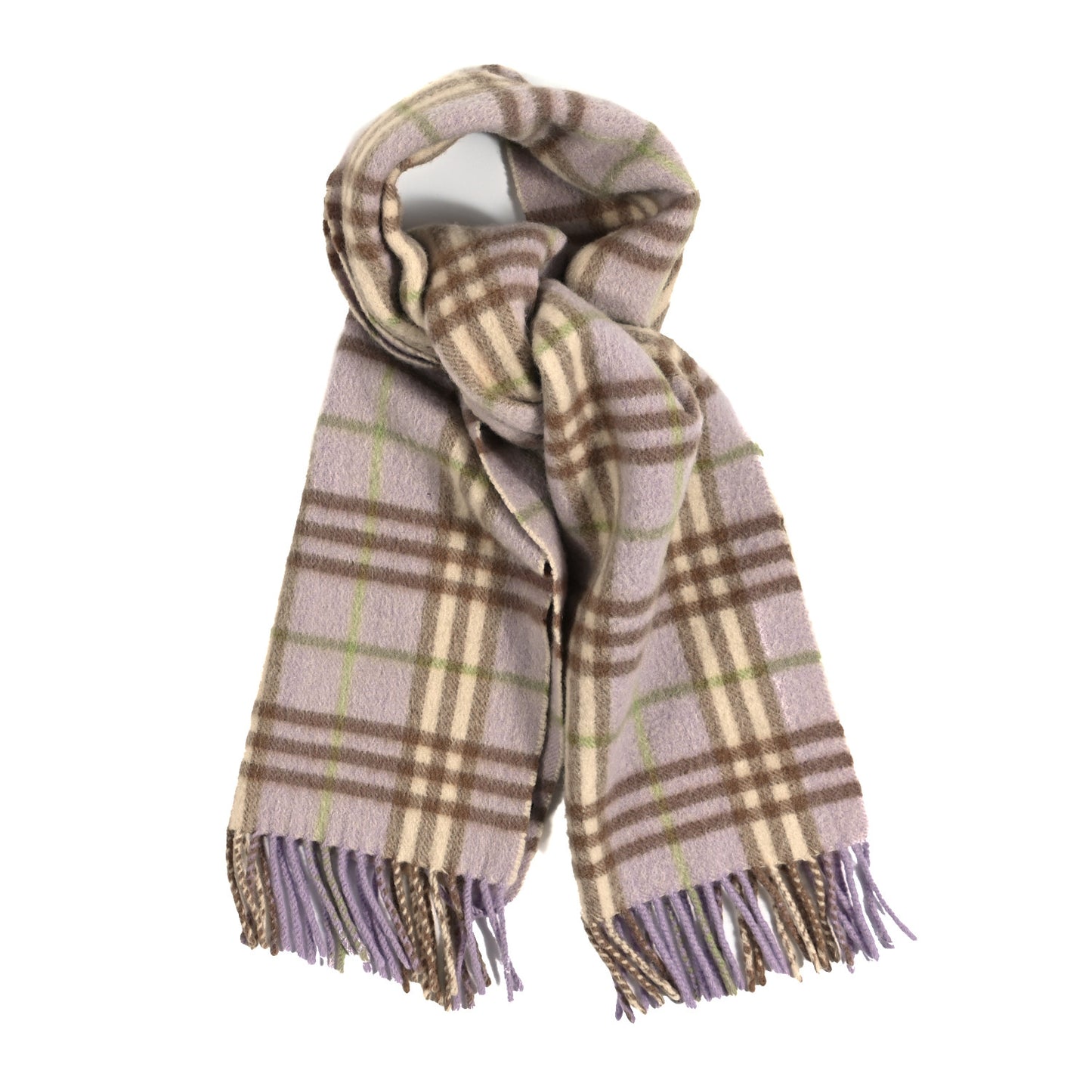 Cashmere Check Fringe Scarf Pink