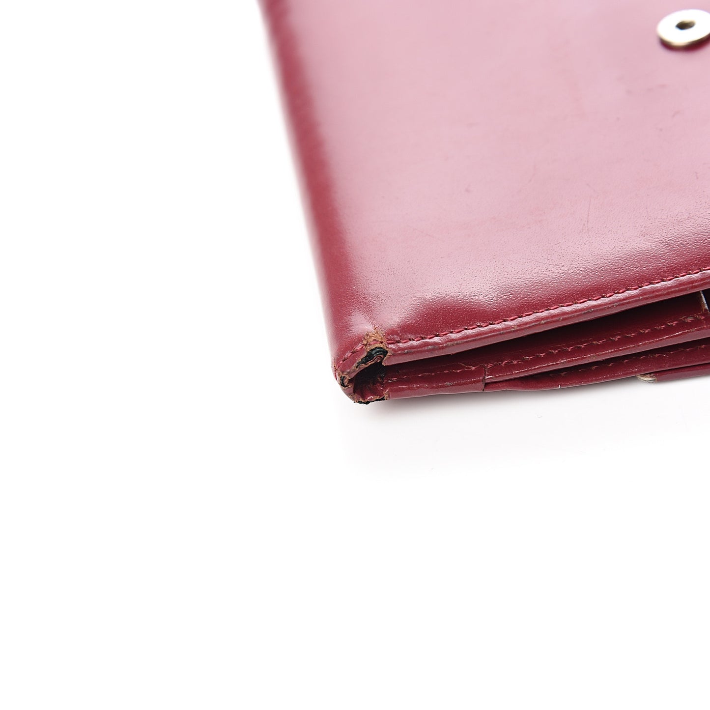 Vitello French Flap Compact Wallet Cherry