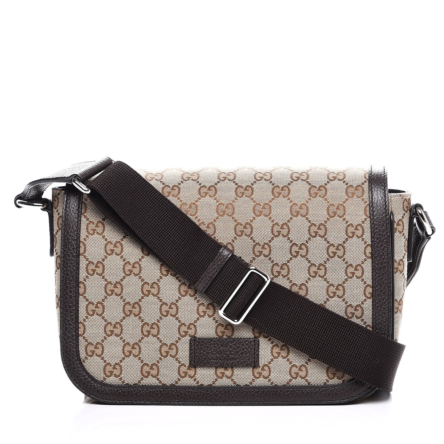Monogram Flap Messenger Bag Beige Dark Brown