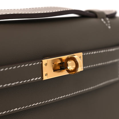 Hermes Swift Kelly Pochette Clutch Etoupe 11 of 12