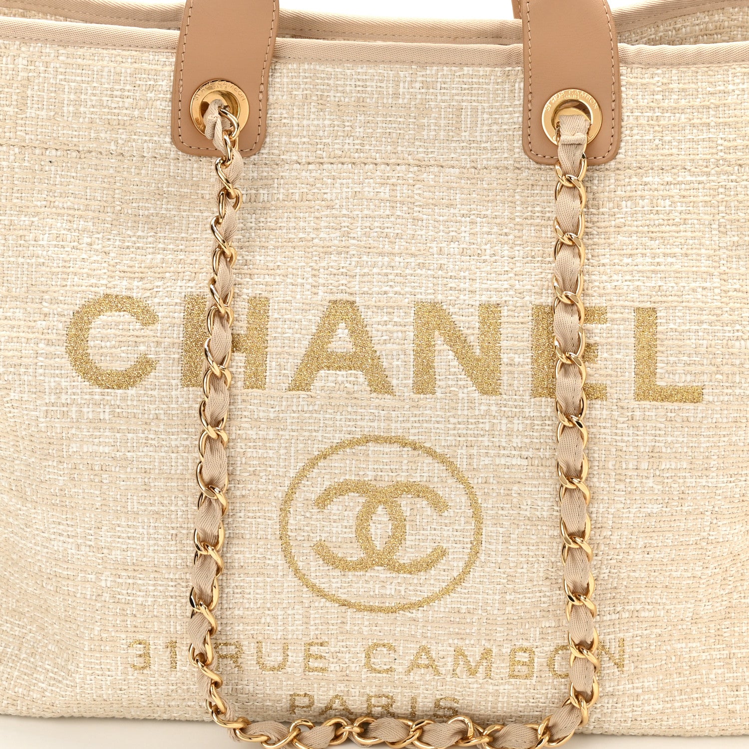 Chanel Mixed Fibers Calfskin Medium Deauville Tote Light Beige 8 of 10
