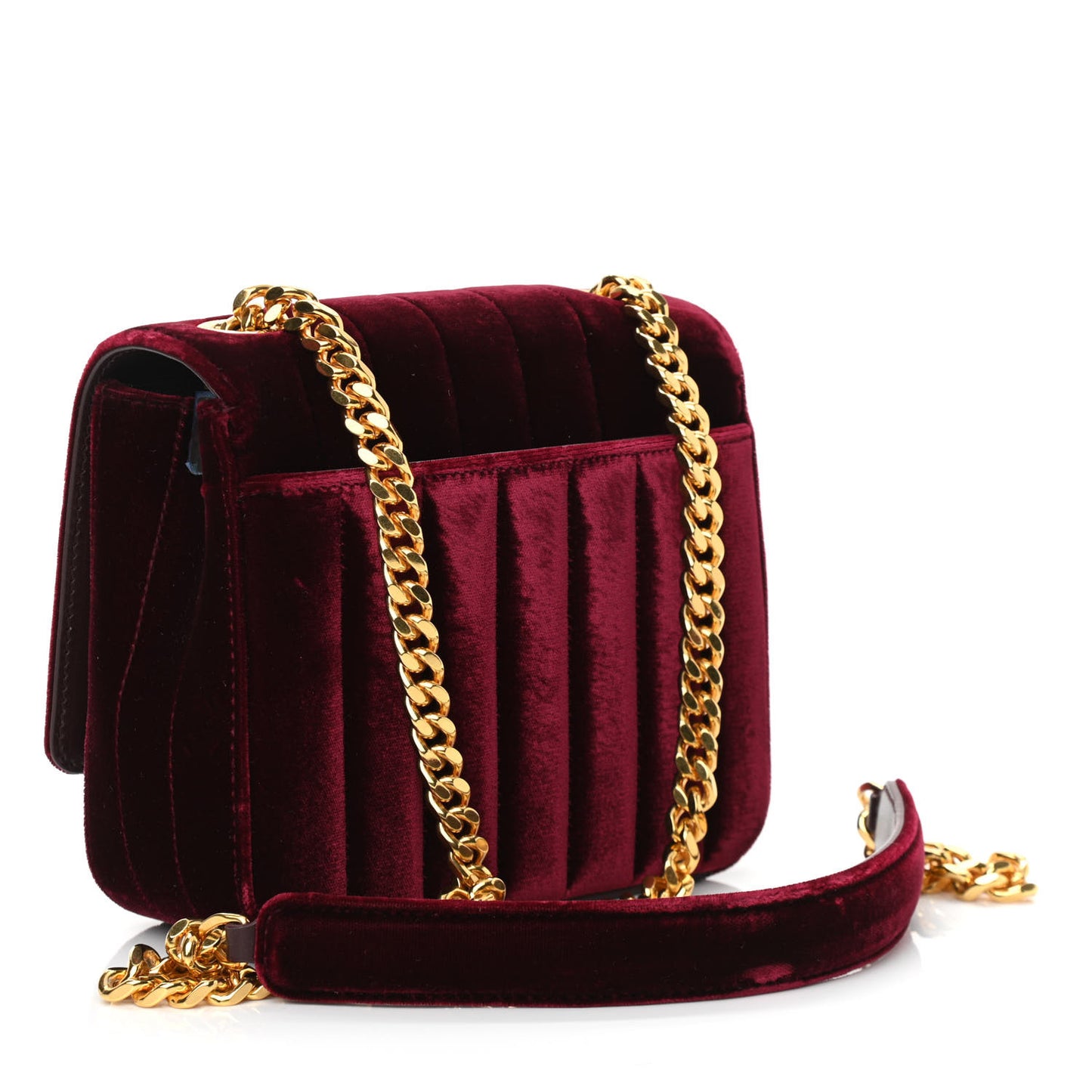 Velvet Matelasse Vicky Chain Bag Burgundy