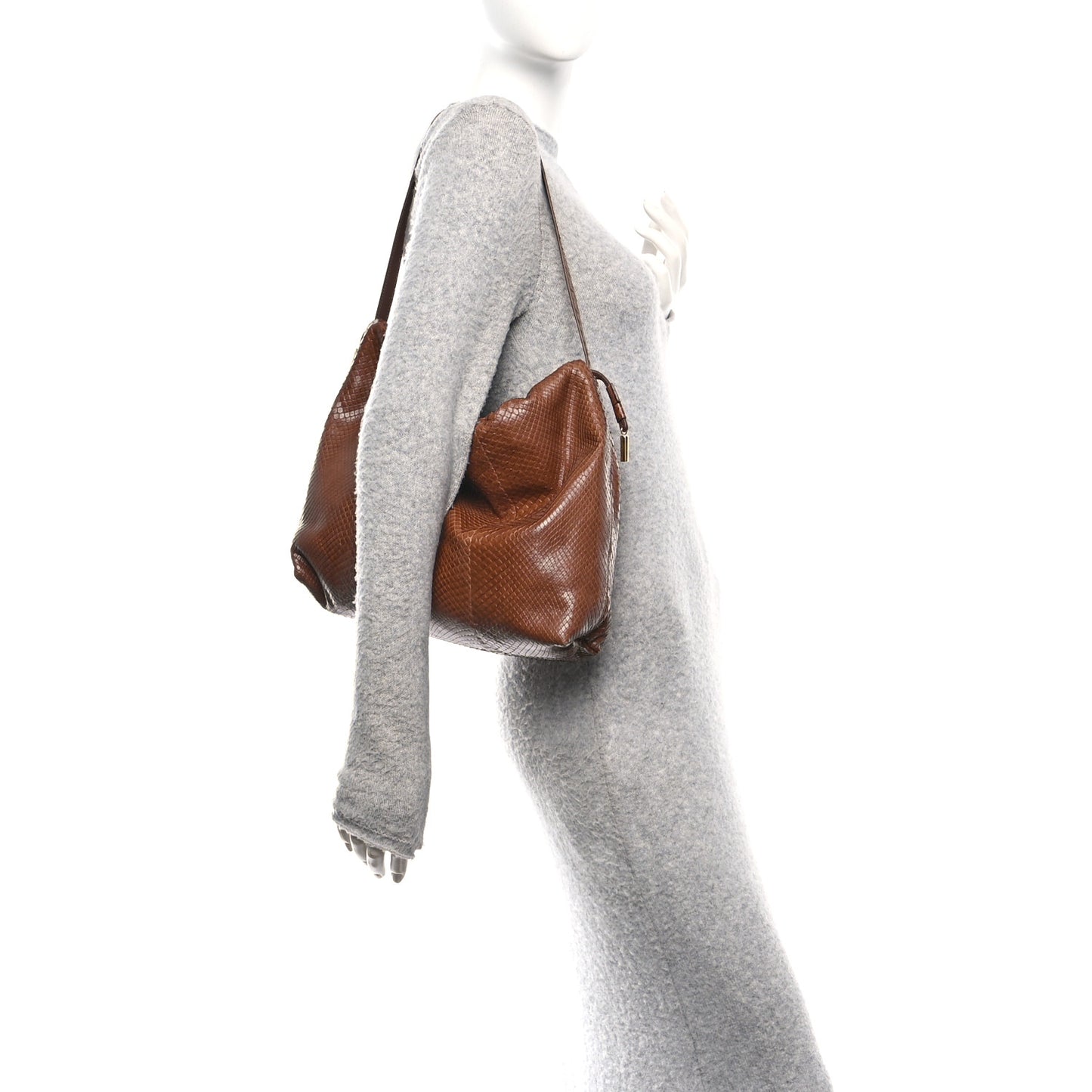 Snakeskin Angy Hobo Bag Brown