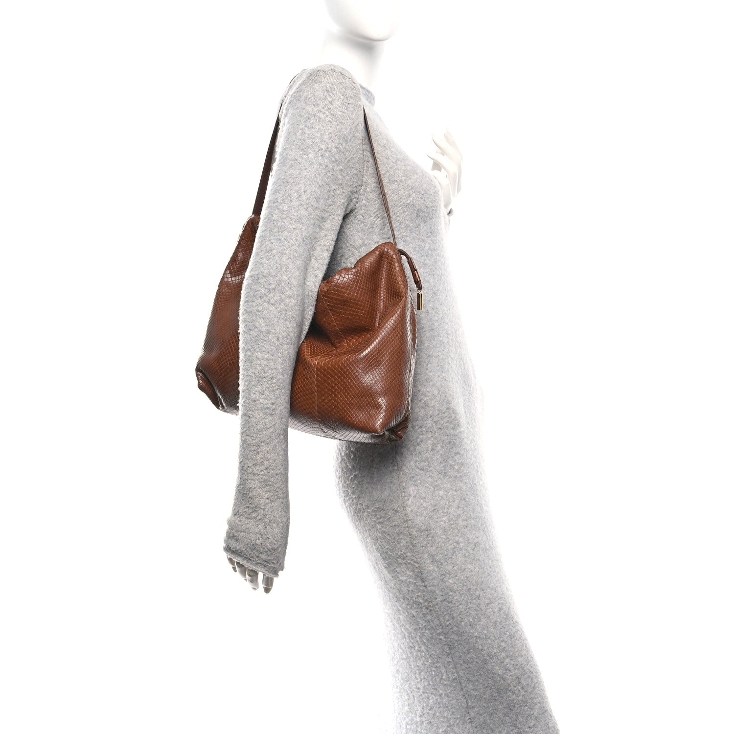 The Row Snakeskin Angy Hobo Bag Brown 2 of 10
