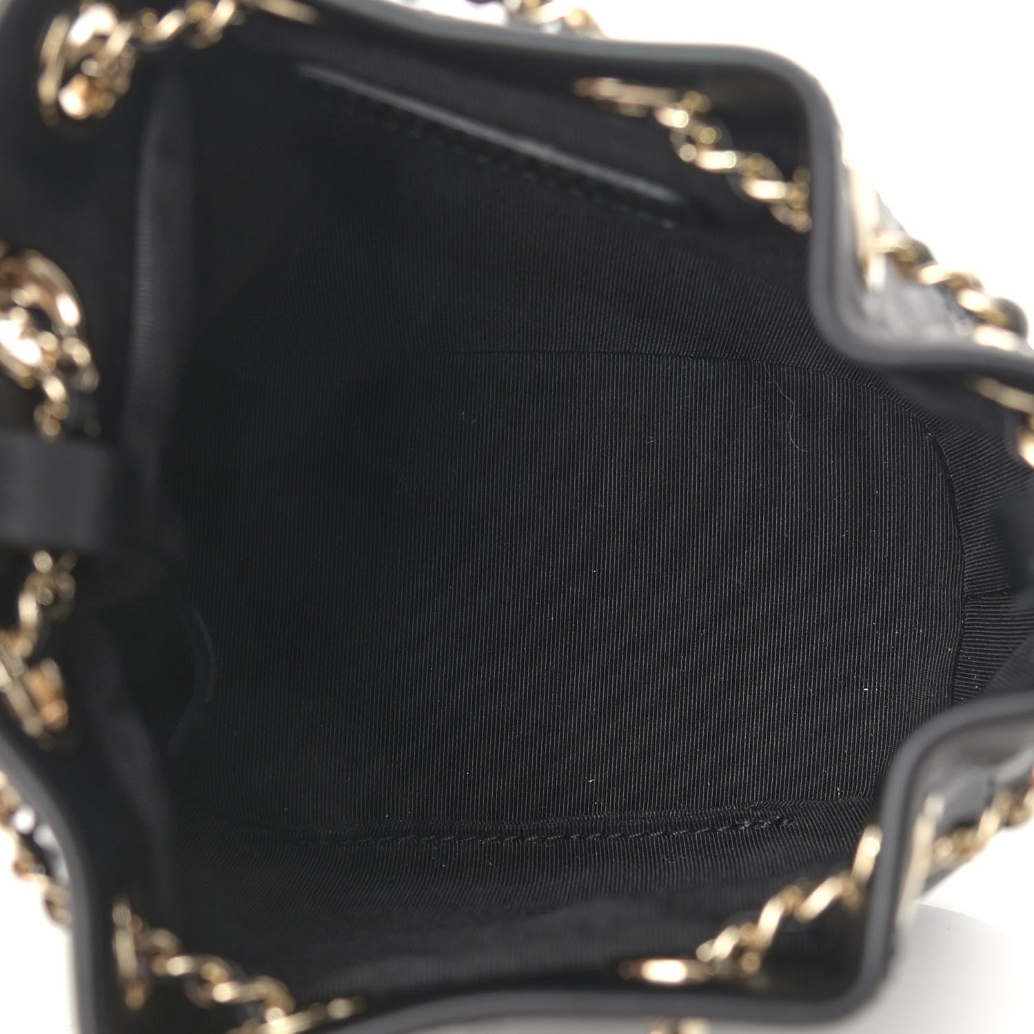 Chanel Calfskin Stitched Chain Bucket Bag Black 5 of 10
