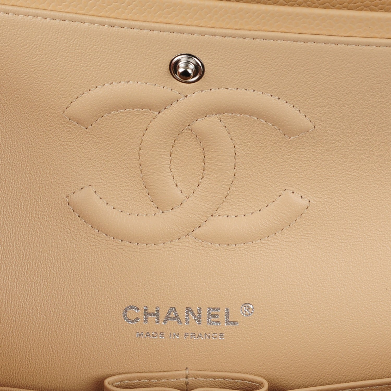 Chanel Caviar Quilted Medium Double Flap Beige Clair 7 of 8