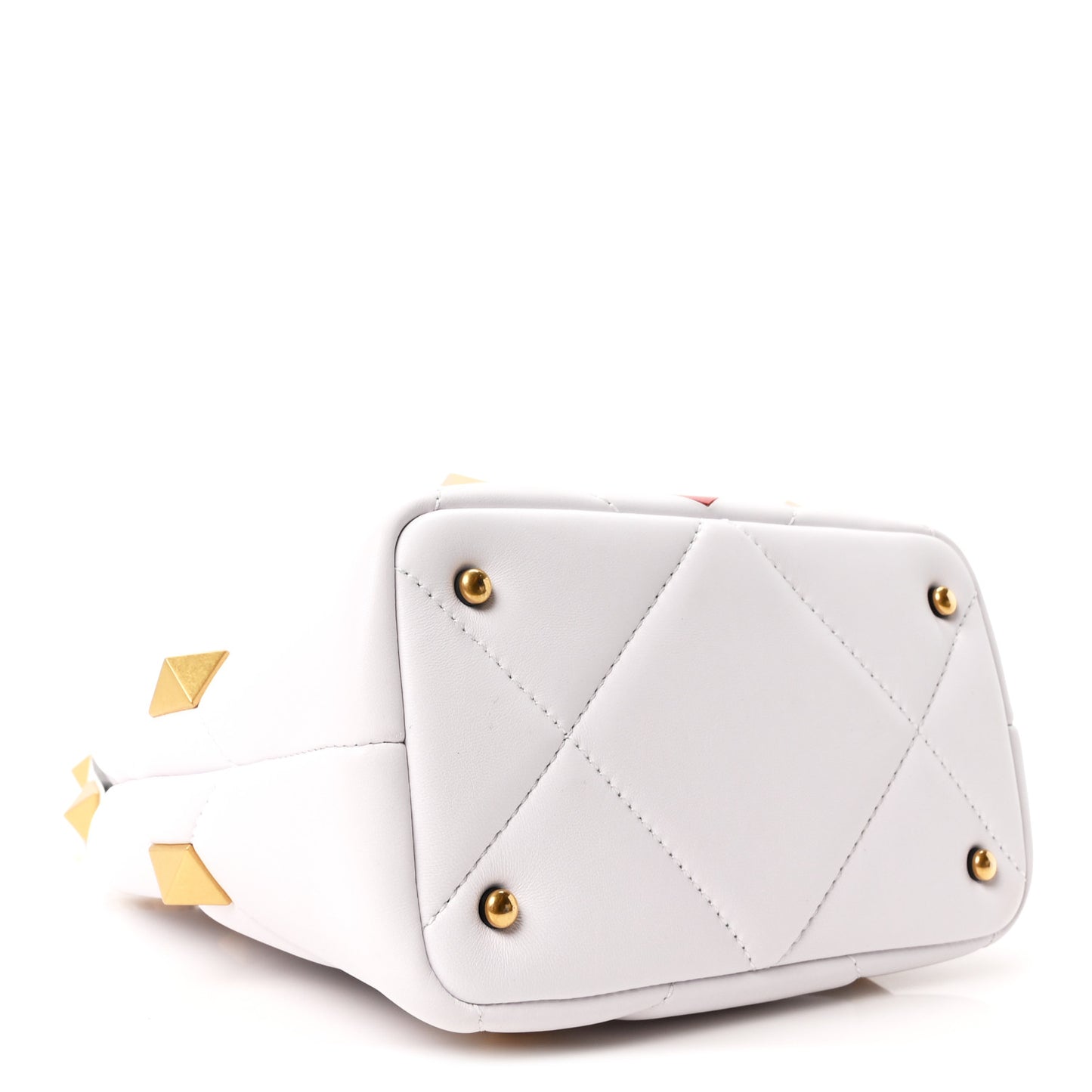 Nappa Small Heart Roman Stud The Handle Bag Ivory White