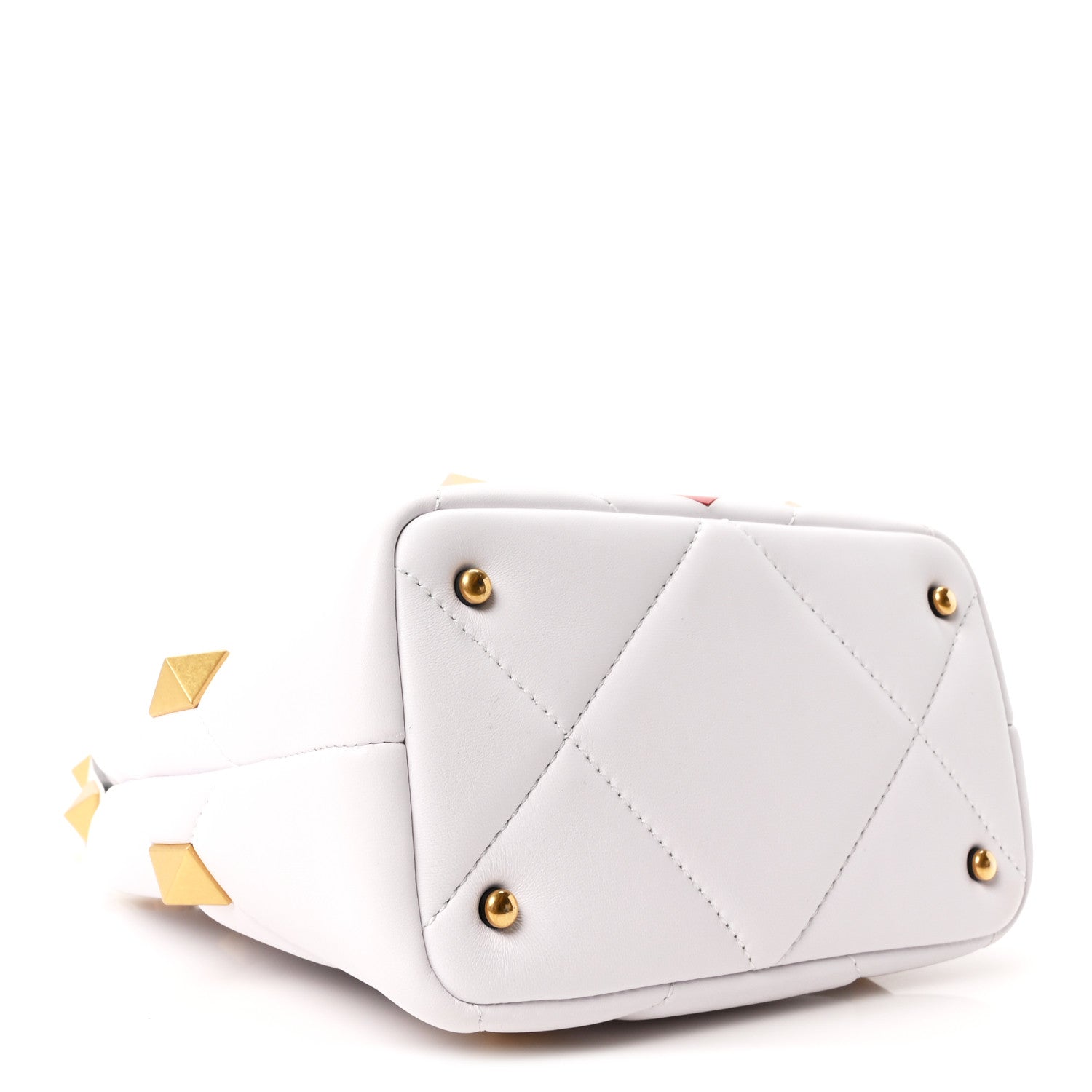 Valentino Garavani Nappa Small Heart Roman Stud The Handle Bag Ivory White 4 of 9