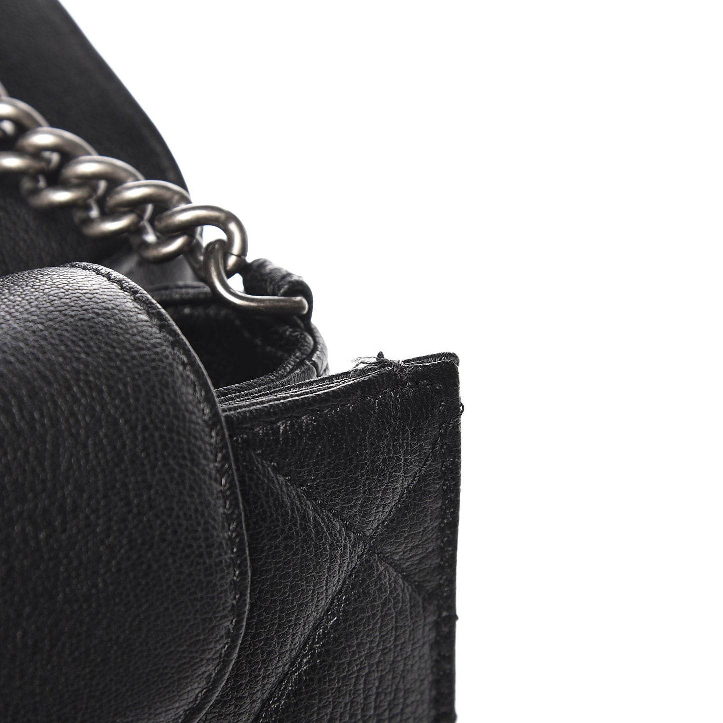 Goatskin Quilted Large Perfect Edge Flap Black