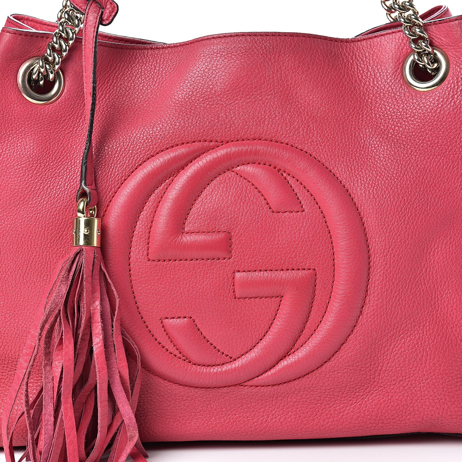 Gucci Pebbled Calfskin Medium Soho Chain Shoulder Bag Pink 7 of 23