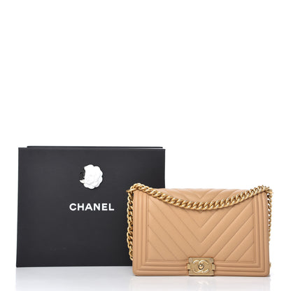 Chanel Calfskin Chevron Quilted New Medium Boy Flap Beige 11 of 11