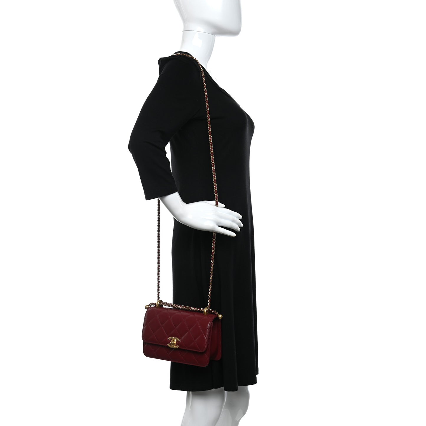 Calfskin Quilted Mini Perfect Fit Flap Burgundy