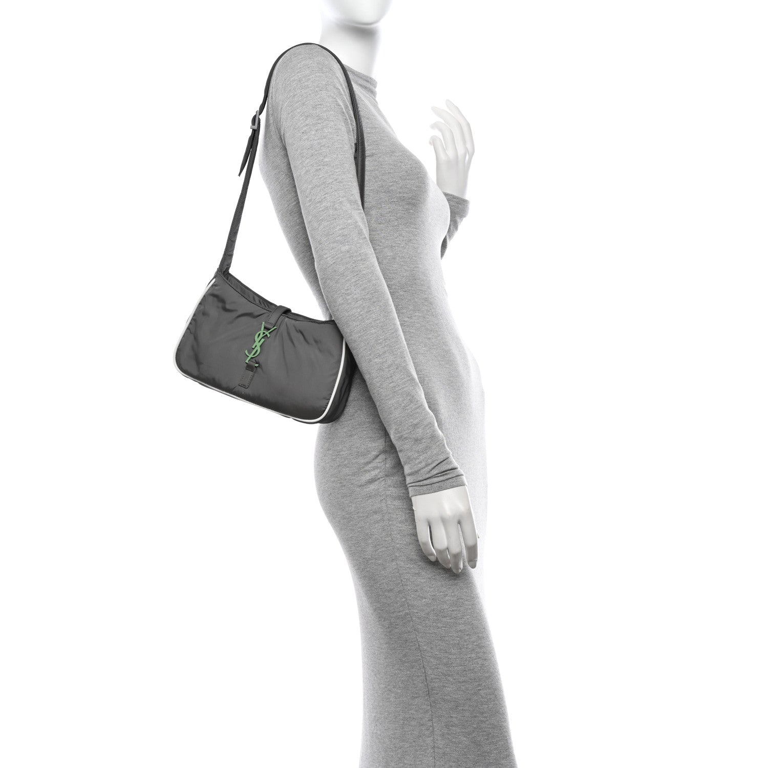 Saint Laurent Econyl Nylon Le 5 A 7 Hobo Grey 2 of 12