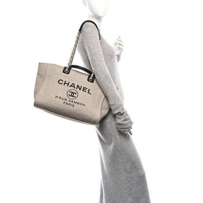 Chanel Mixed Fibers Medium Deauville Tote Beige Black 2 of 11